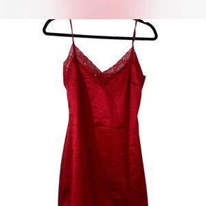 Red Y2K slip dress